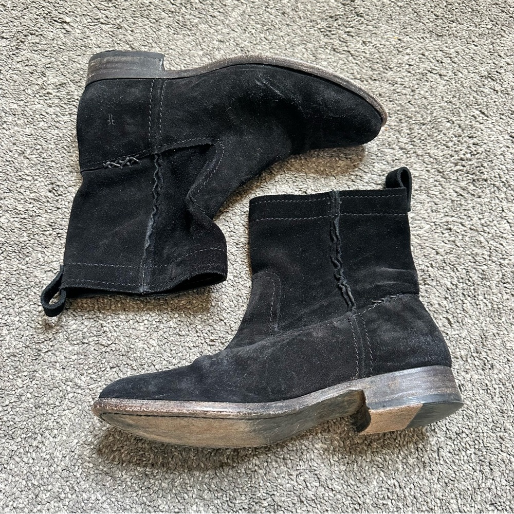 Frye Cara Suede Booties in Black